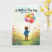 Ballonnen Moederdag Cadeaubon Kaart (Gele Bloem)