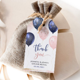 Ballonnen navy roze, goud geslacht onthul favor ta cadeaulabel
