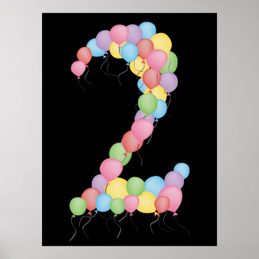 Ballonnen Nummer 2 Verjaardagsfeest Decoratie Bann (Voorkant)