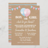 Ballonnen onthullen geslacht jongen of meisje baby kaart (Voorkant / Achterkant)