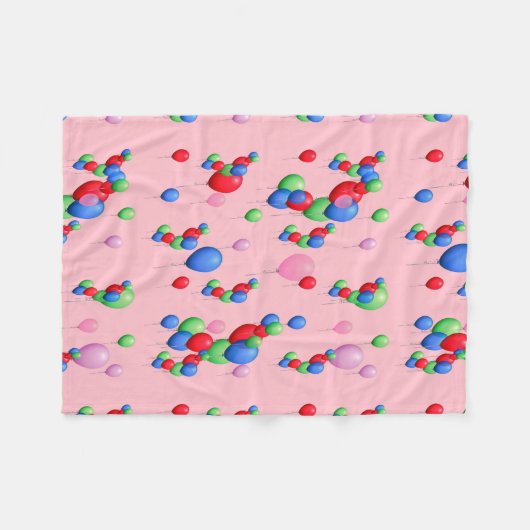 ballonnen op roze fleece deken (Voorkant (Horizontaal))