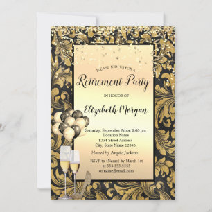 Ballonnen, oude gouden wervelingen zwart pensioen kaart