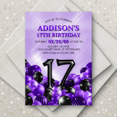 Ballonnen Paarse 17e Verjaardag Kaart