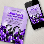 Ballonnen Paarse 30e Verjaardag Kaart