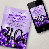 Ballonnen Paarse 40e Verjaardag Kaart