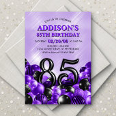 Ballonnen Paarse 85e Verjaardag Kaart
