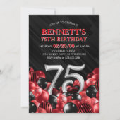 Ballonnen Red 75th Verjaardag Kaart (Voorkant)