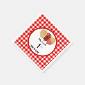 Ballonnen & Rode Gingham 1e Verjaardag Servet (Hoek)