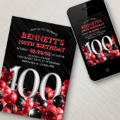 Ballonnen Rood 100ste verjaardag Kaart