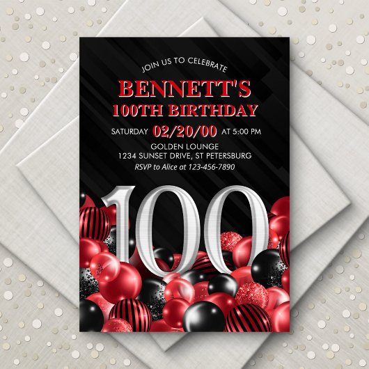 Ballonnen Rood 100ste verjaardag Kaart