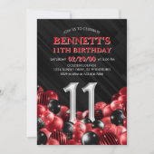 Ballonnen rood 11e verjaardag kaart (Voorkant)