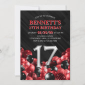 Ballonnen rood 17e verjaardag kaart (Voorkant)