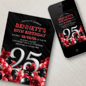 Ballonnen rood 25e verjaardag kaart