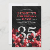 Ballonnen rood 35e verjaardag kaart (Voorkant)