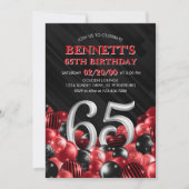 Ballonnen Rood 65h Verjaardag Kaart (Voorkant)