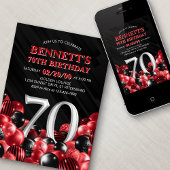 Ballonnen Rood 70ste verjaardag Kaart
