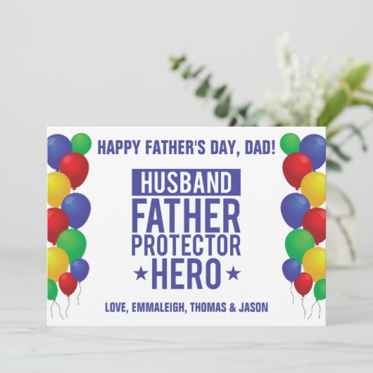 Ballonnen speciale Vaderdag Feestdagenkaart (Staand voorkant)