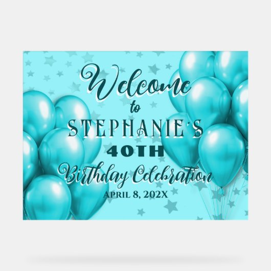 Ballonnen Sterren Verjaardagsviering Welkom Acryl Bord (Voorkant)
