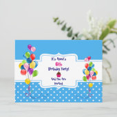 Ballonnen & Stippen Kinderverjaardagsfeestuitnodig Kaart (Staand voorkant)