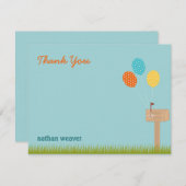 Ballonnen teken plat bedankkaart - Blauw (Voorkant / Achterkant)