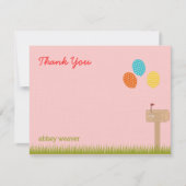 Ballonnen teken plat bedankkaart - Roze (Voorkant)