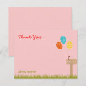 Ballonnen teken plat bedankkaart - Roze (Voorkant / Achterkant)