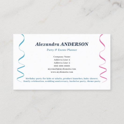 Ballonnen & Twists - Party Planner Visitekaartje (Achterkant)