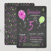 Ballonnen | Uitnodiging voor verjaardagsschoolbord (Voorkant / Achterkant)