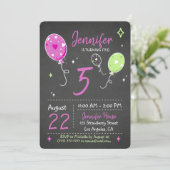 Ballonnen | Uitnodiging voor verjaardagsschoolbord (Staand voorkant)