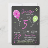Ballonnen | Uitnodiging voor verjaardagsschoolbord (Voorkant)