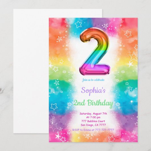 Ballonnen Uitnodigingen (Voorkant / Achterkant)