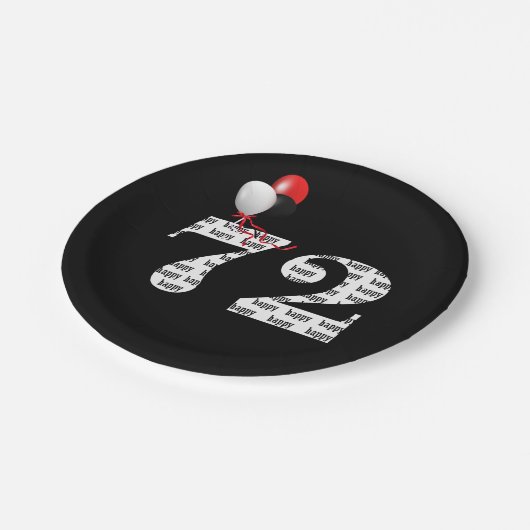 ballonnen van 72e verjaardag papieren bordje (Gekanteld)