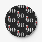 ballonnen van het 90e verjaardagsfeest op zwarte papieren bordje (Voorkant)