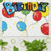 ballonnen van het gelukkige verjaardagsfeest theedoek (Gevouwen)