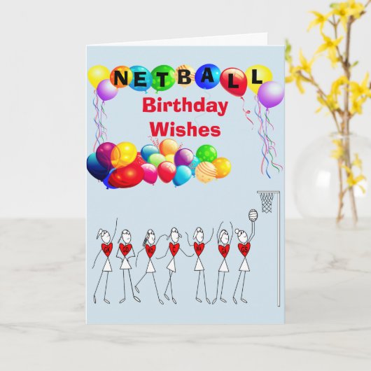 Ballonnen Verjaardag Wensen Netball Groet Kaart (Gele Bloem)