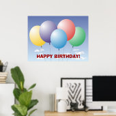 Ballonnen Verjaardagsbanner Poster (Thuiskantoor)