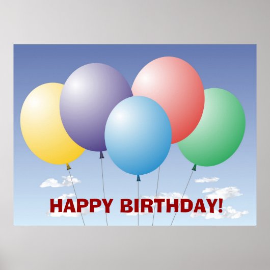 Ballonnen Verjaardagsbanner Poster (Voorkant)