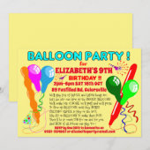 Ballonnen verjaardagsfeest uitnodiging modern uitn (Voorkant / Achterkant)