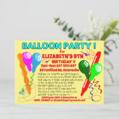 BALLONNEN verjaardagsfeestuitnodiging modern uitno Kaart (Staand voorkant)