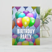 Ballonnen Verjaardagsuitnodiging Kaart (Staand voorkant)
