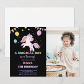 Ballonnen Vlaggen Eenhoorns Verjaardag Uitnodiging (Voorkant / Achterkant)