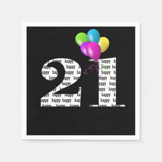 ballonnen voor 21e verjaardagsfeestje servet (Voorkant)