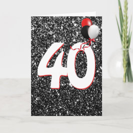 Ballonnen voor 40e verjaardag op zwarte glitters k kaart