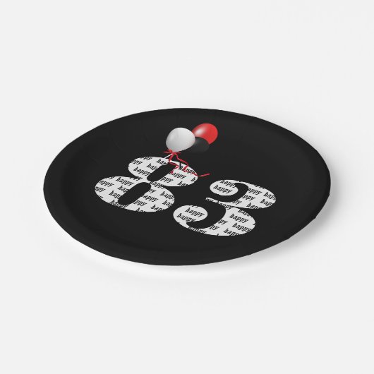 ballonnen voor 83e verjaardag papieren bordje (Gekanteld)