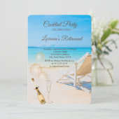 Ballonnen, Wijnglas Strandstoel Pensionering Kaart (Staand voorkant)