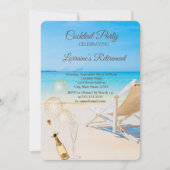 Ballonnen, Wijnglas Strandstoel Pensionering Kaart (Voorkant)