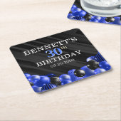 Ballonnen Zwart Blauw Verjaardags Servetten Kartonnen Onderzetters (Schuin)
