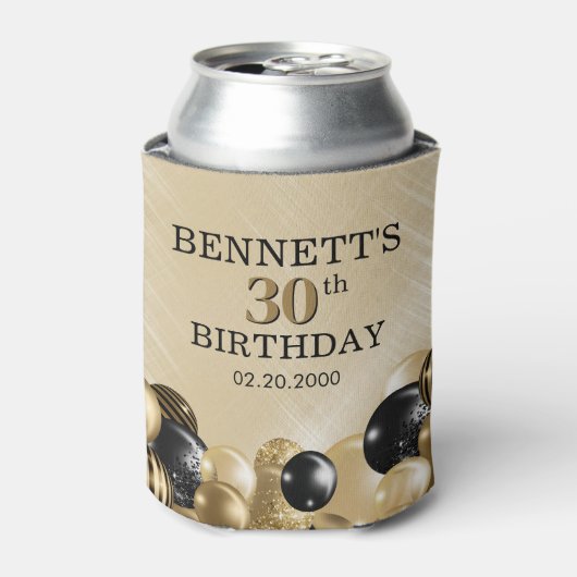 Ballonnen Zwart Goud Blikjeskoeler (Blikje Voorkant)