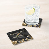 Ballonnen Zwart Goud Verjaardag Kartonnen Onderzetters (Insitu)