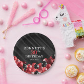 Ballonnen zwart rood verjaardag papieren bordje (Feest)